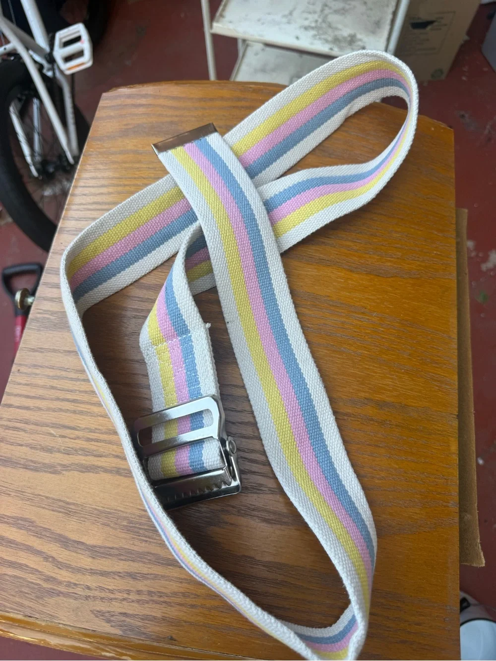 Vintage Belt 100% Cotton Metal Buckle Gait Mobility Unisex 60 inch rainbow Strip